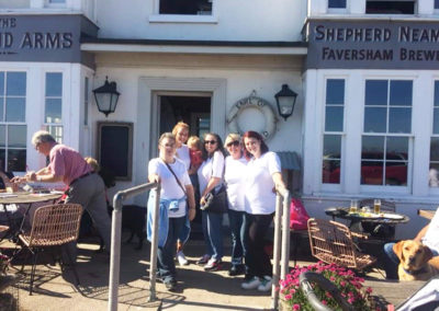 The ladies from St Winifreds Care Home arrive at the Zetland Arms