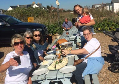 The ladies from St Winifreds Care Home enjoy half-way snacks at the Zetland Arms