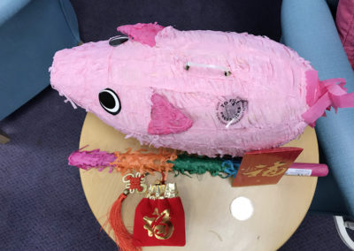 A pig shaped piñata for Chinese New Year