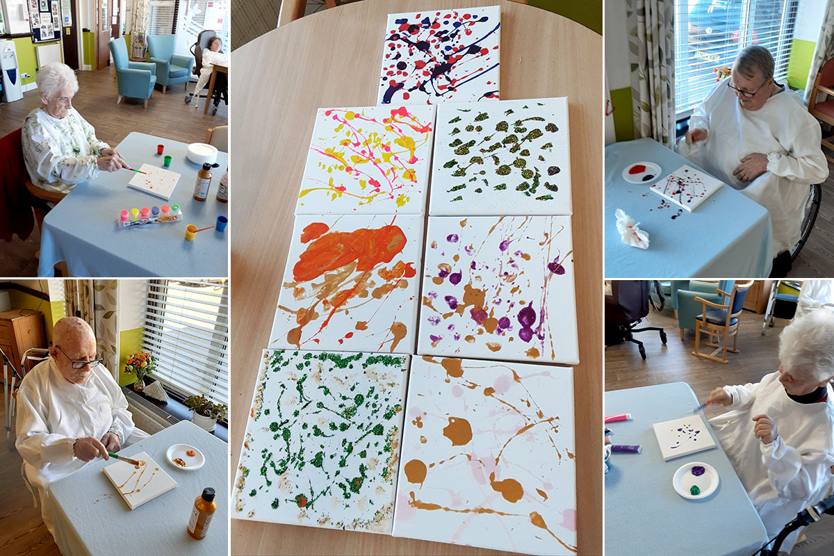 Splash paintings made by residents at St Winifreds Care Home