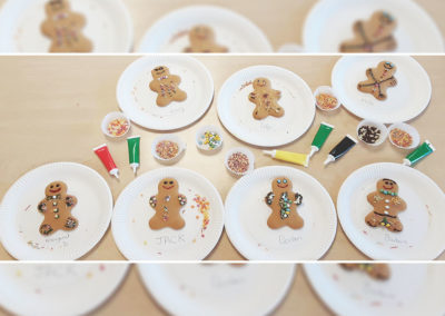 Plates of decorated gingerbread men