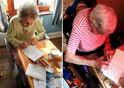 St Winifreds Residential Care Home residents writing letters to family