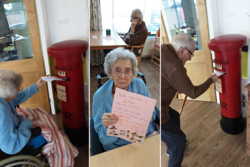 St Winifreds Care Home residents posting their letters to penpals