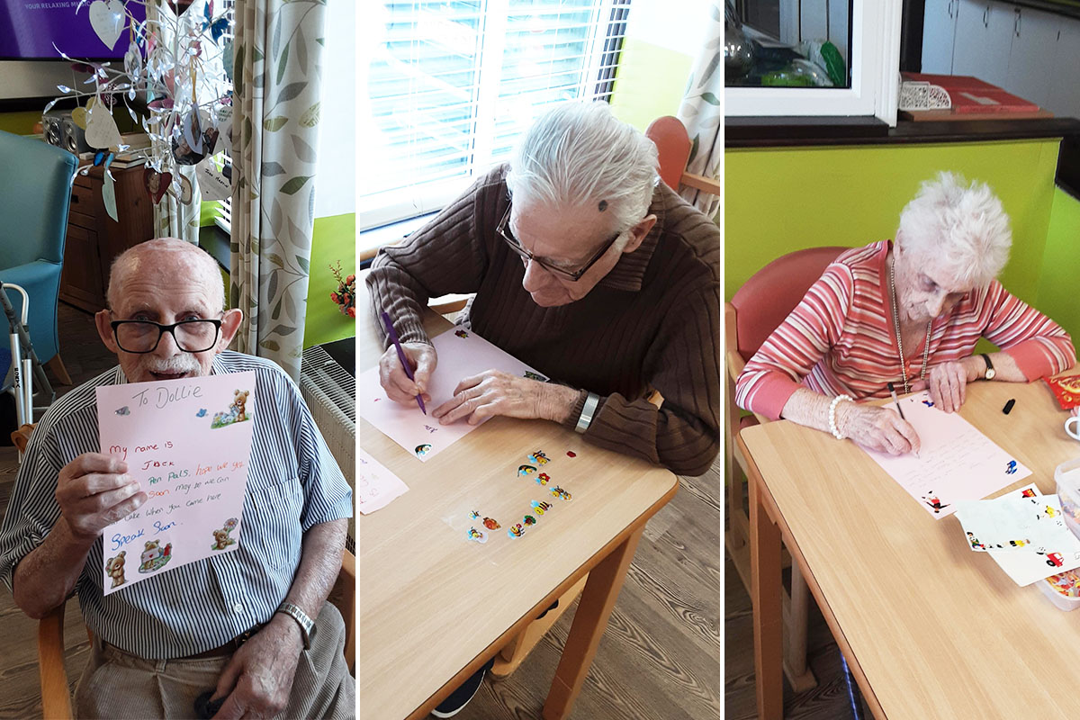 St Winifreds Care Home residents writing to their penpals