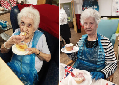 Eating decorated cakes St Winifreds Care Home