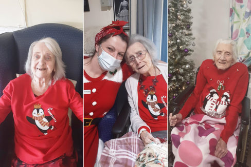 Staff and residents on Christmas jumper day at St Winifreds Care Home