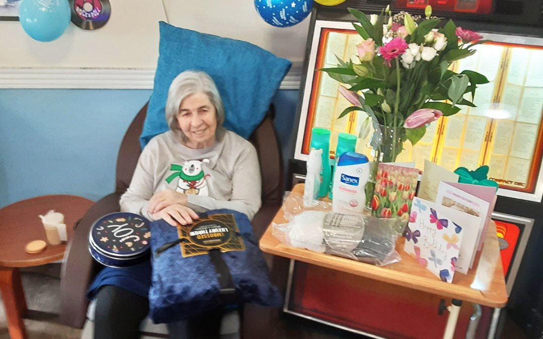 Birthday celebrations for Dilys at St Winifreds Care Home