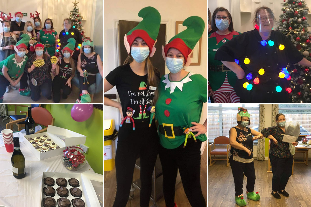 St Winifreds Care Home staff dressed up to celebrate Elf Day
