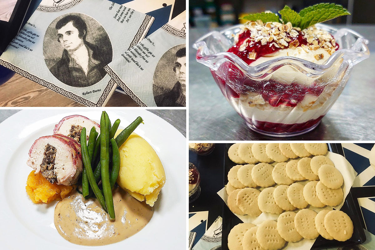 A selection of Burns Night themed foods at St Winifreds Care Home