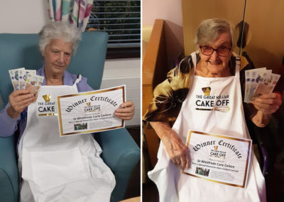 St Winifreds Care Home residents receiving their Nellsar Cake Off Certificate and prize money