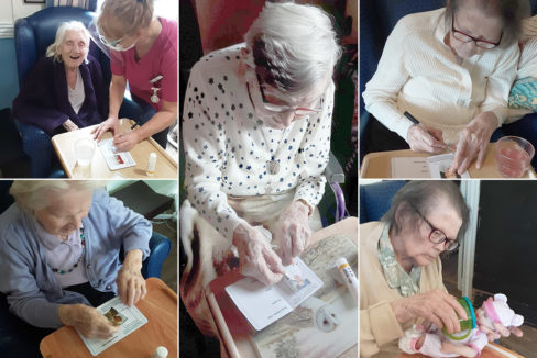 Residents making passports at St Winifreds Care Home