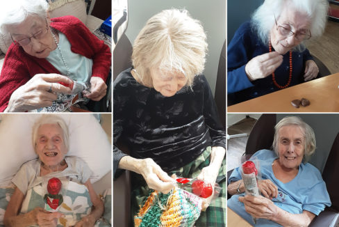 St Winifreds Care Home residents with their Valentine chocolate roses