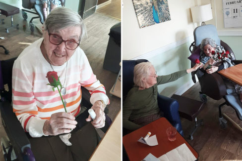 St Winifreds Care Home residents sharing roses together