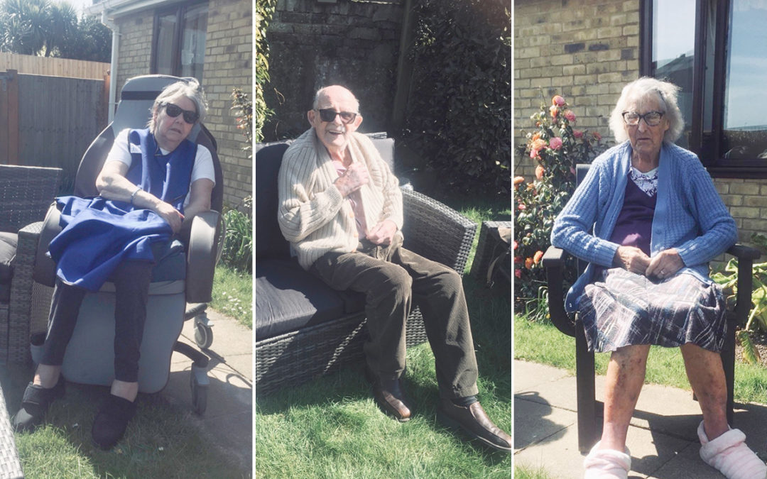 Welcoming resident June with coffee and sunshine at St Winifreds Care Home
