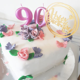 Iced 90th birthday cake at St Winifreds Care Home