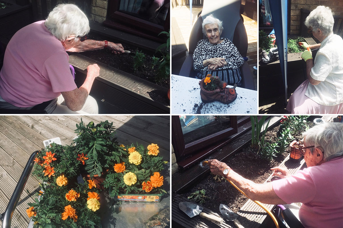 St Winifreds Care Home residents gardening outside