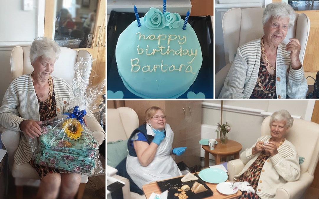 Birthday celebrations and music for Barbara at St Winifreds Care Home