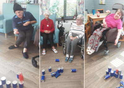 St Winifreds Care Home residents playing tin can alley