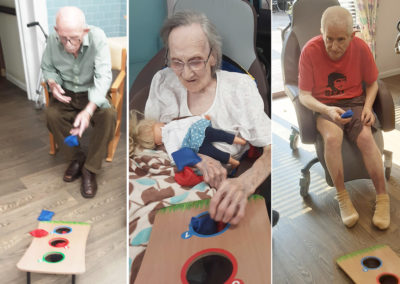 St Winifreds Care Home residents playing ben bag target games