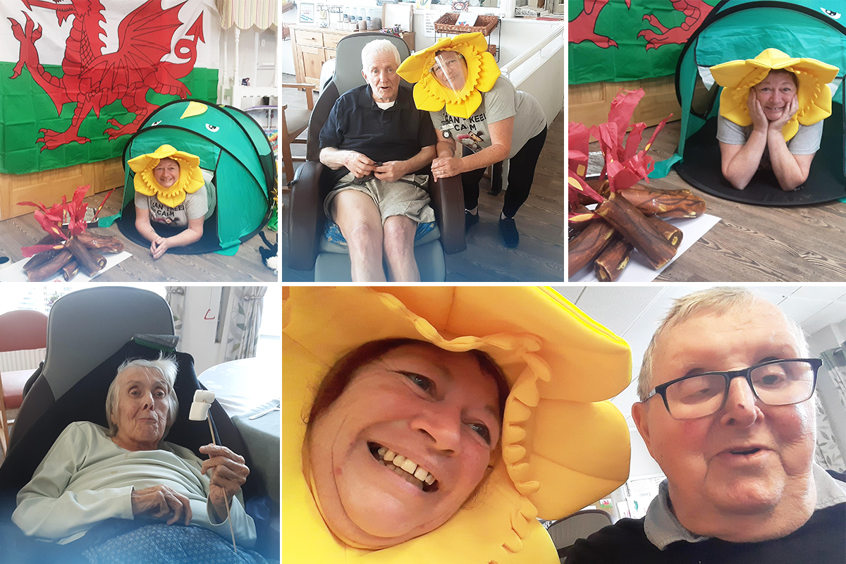 St Winifreds Care Home residents and staff enjoying a Welsh themed day
