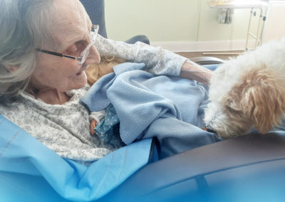St Winifreds Care Home resident with a pet dog Mollie