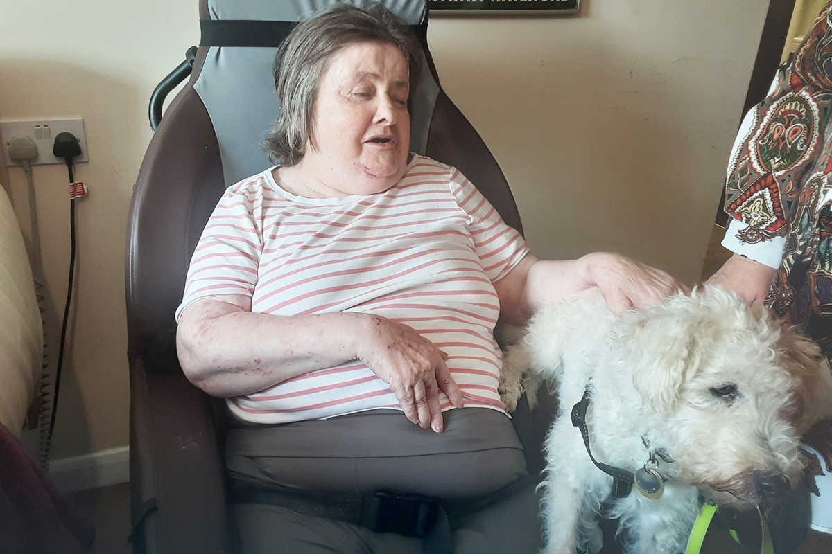 St Winifreds Care Home resident with a pet dog