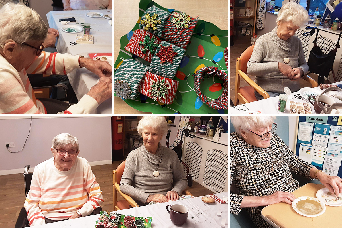 St Winifreds Care Home residents make festive table decorations