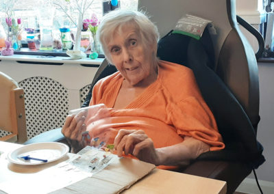 St Winifreds Care Home making an Easter decoration