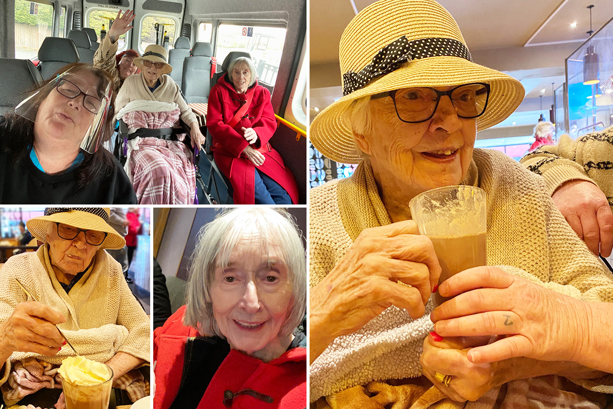 St Winifreds Care Home resident enjoy Costa outing and making scones