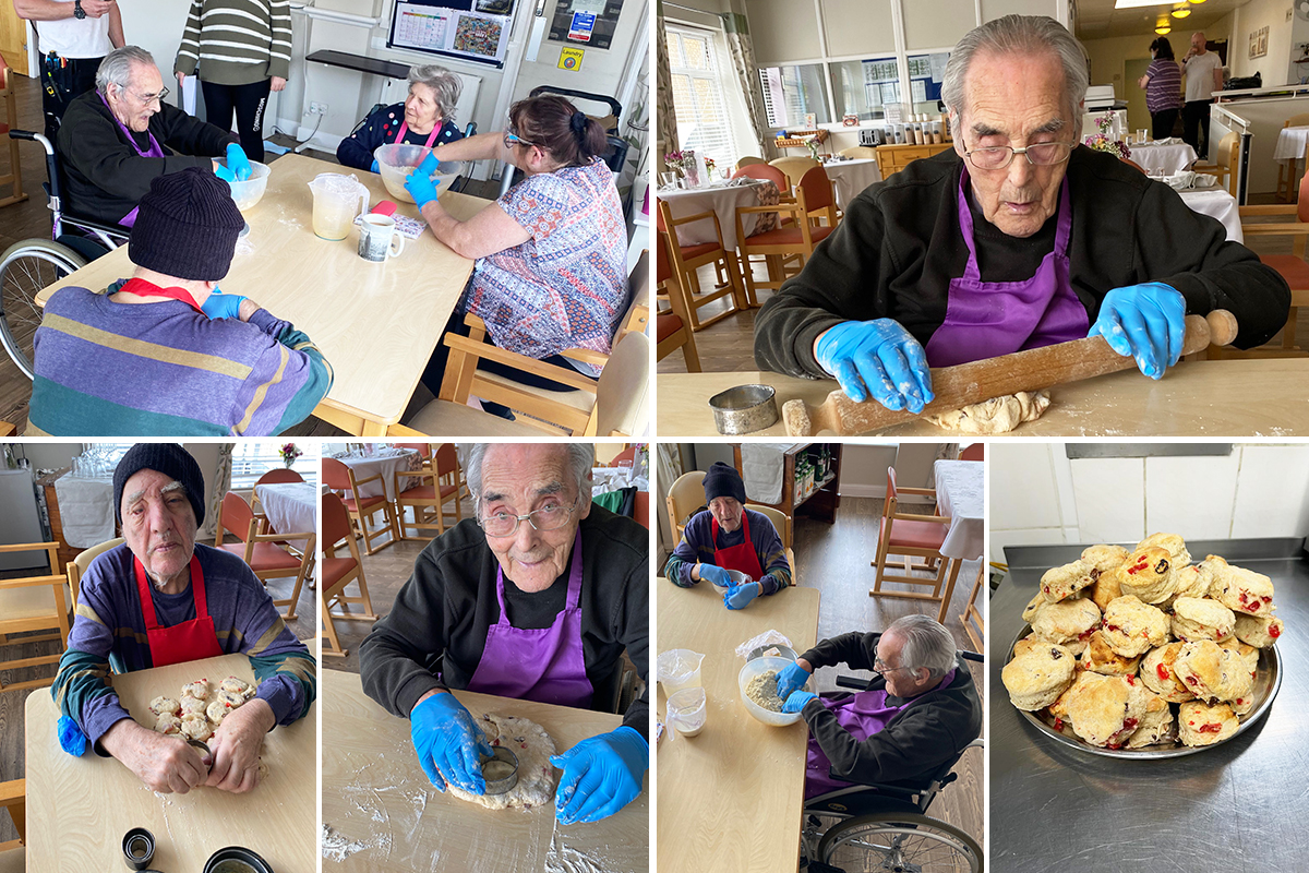 St Winifreds Care Home resident enjoying making scones