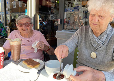 St Winifreds Care Home residents enjoying a Costa outing