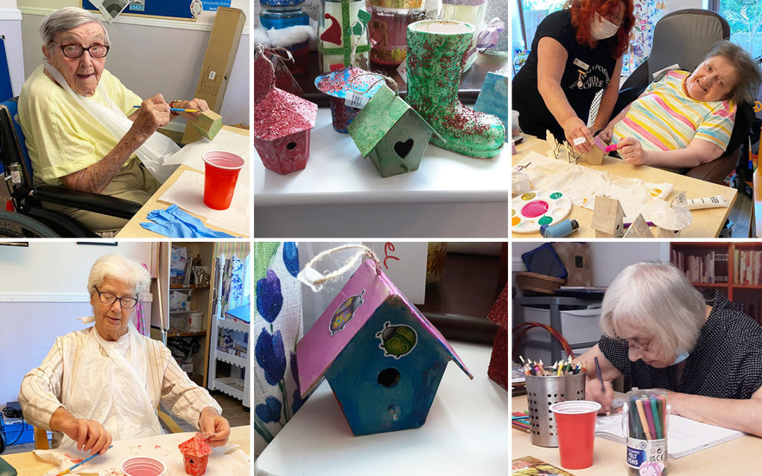 St Winifreds Care Home residents create garden birdhouse ornaments