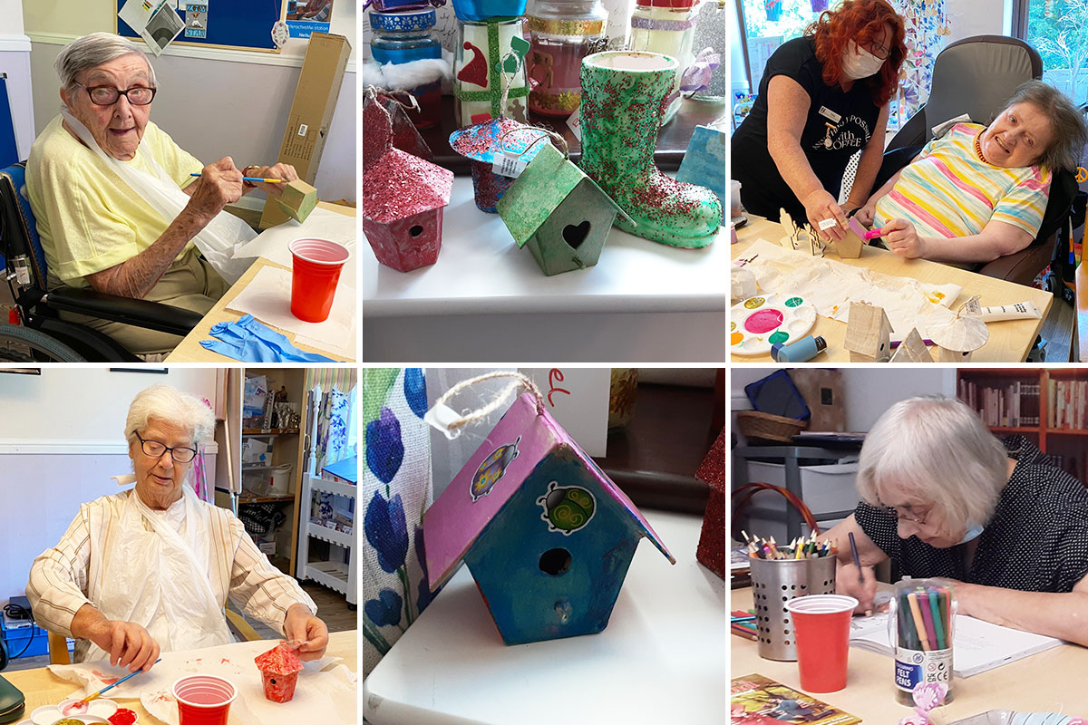 St Winifreds Care Home creating garden birdhouse ornaments