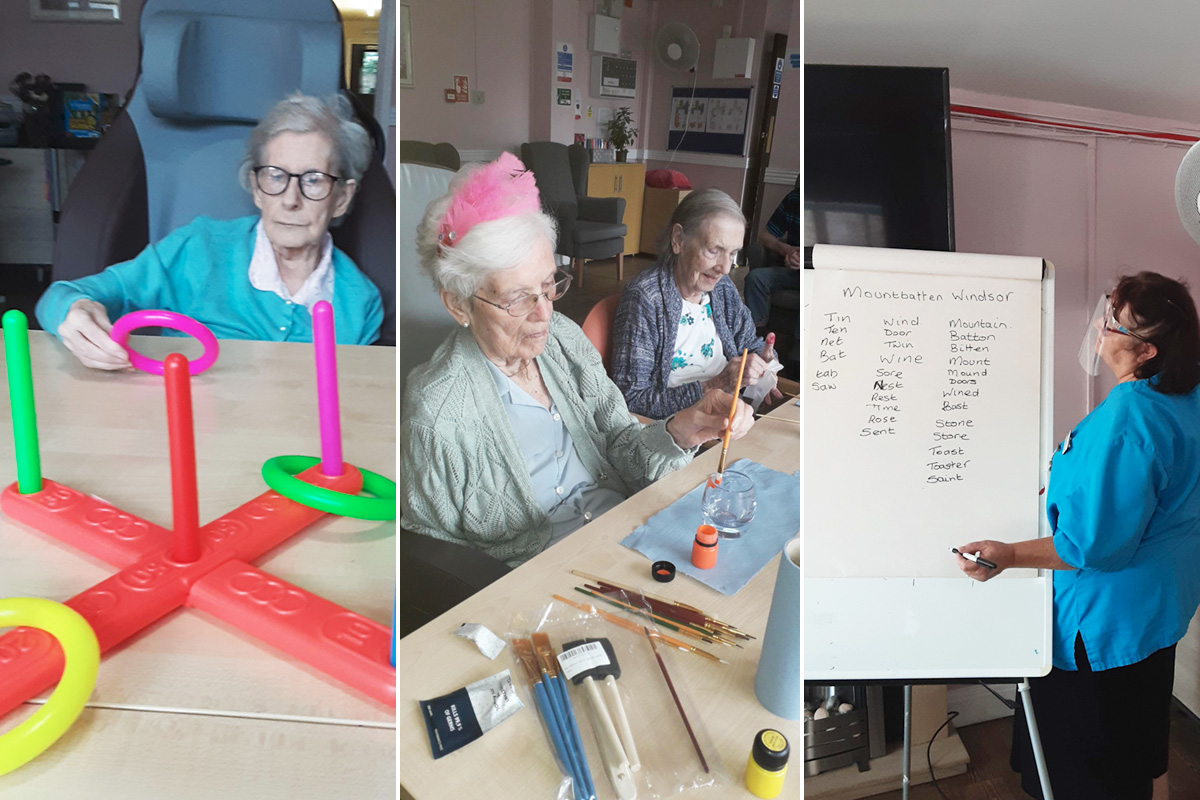 Games and glass painting at St Winifreds Care Home