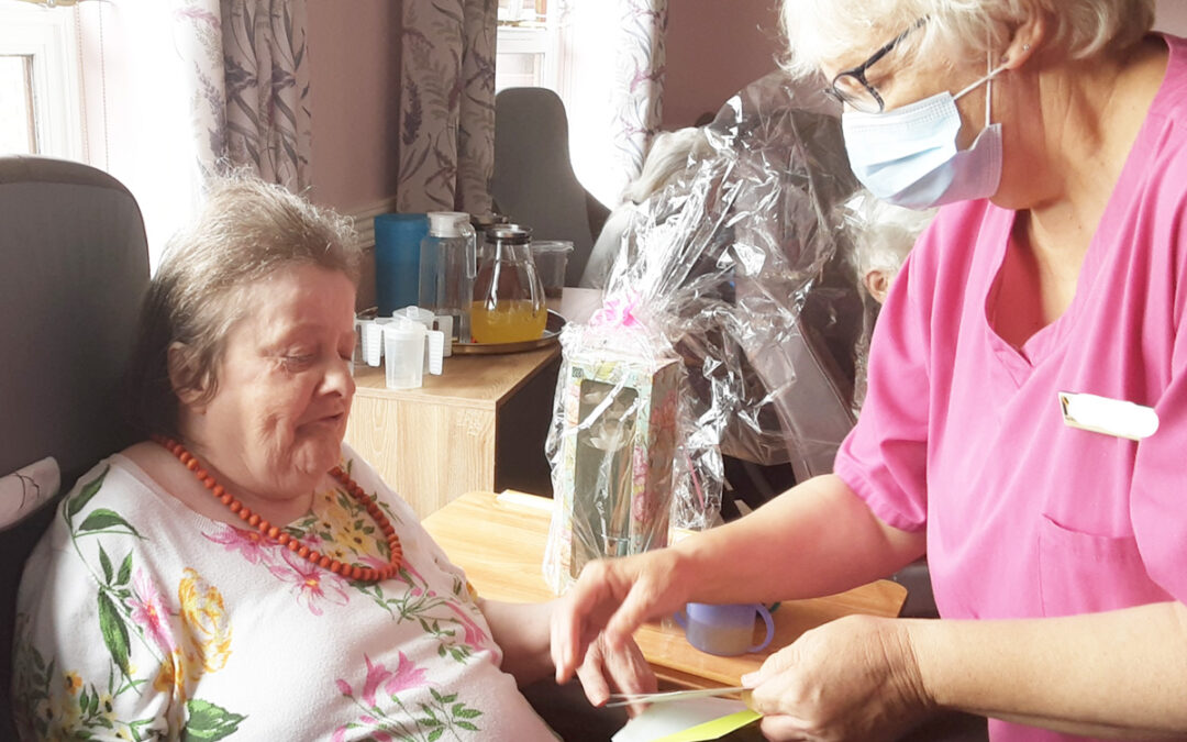 Birthday wishes for Margaret at St Winifreds Care Home