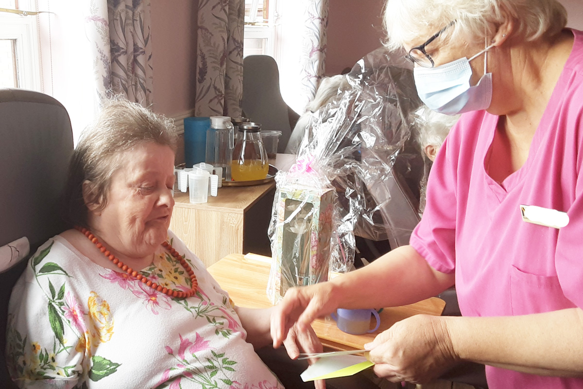 Birthday wishes for Margaret at St Winifreds Care Home