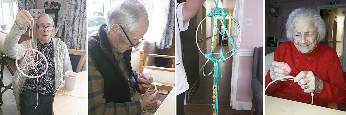 Making dream catchers at St Winifreds Care Home