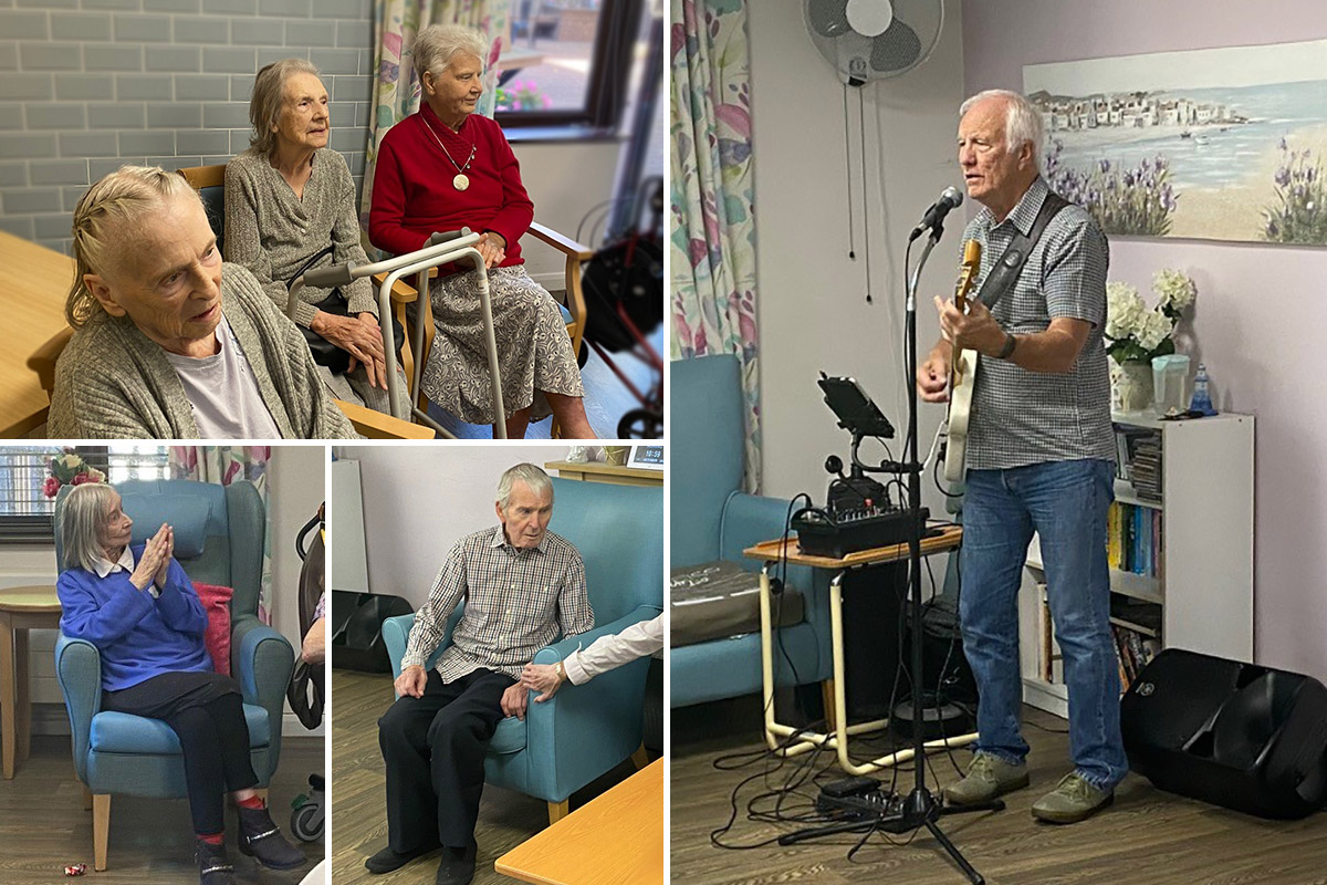 Singer Barry Goss entertains St Winifreds Care Home residents