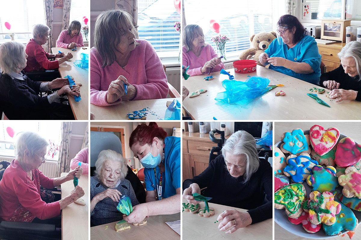 Celebrating Valentines Day with cookie decorating at St Winifreds Care Home