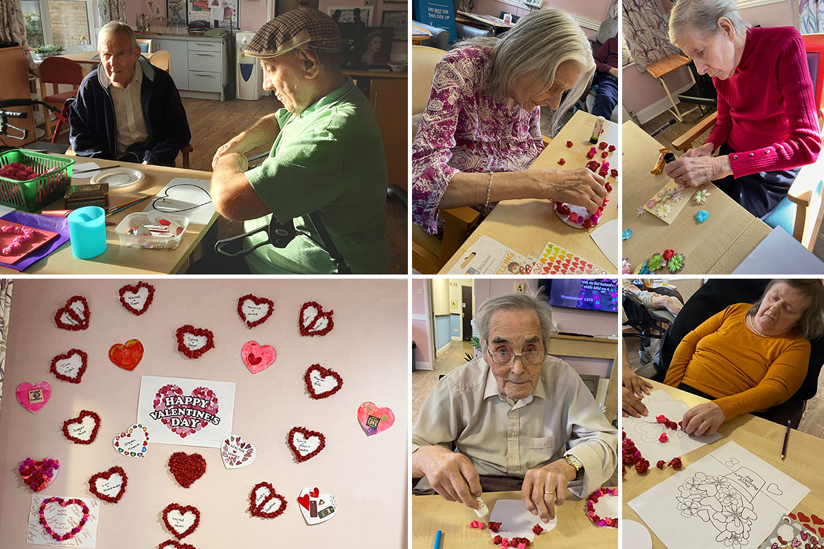 Celebrating Valentines Day with arts and crafts at St Winifreds Care Home