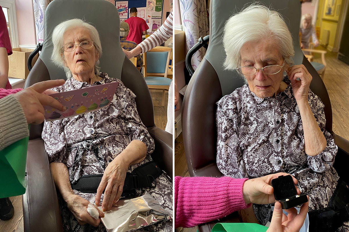 Ann celebrating her birthday at St Winifreds Care Home