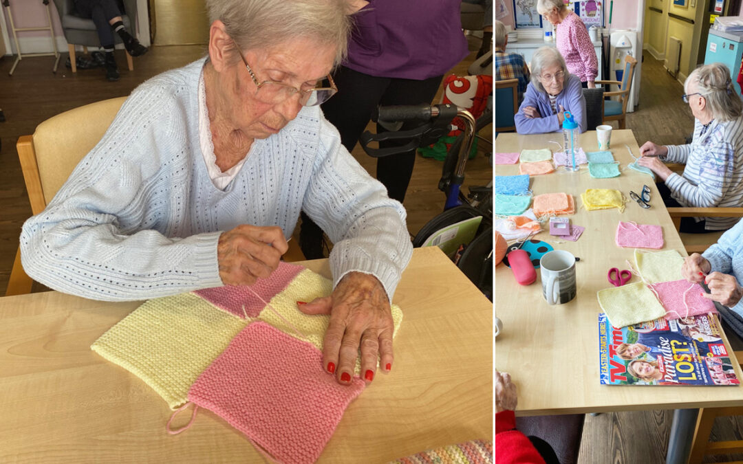 St Winifreds Care Home ladies make blankets for babies
