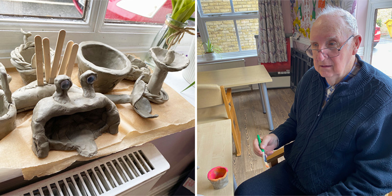 Perfecting clay pots at St Winifreds Care Home