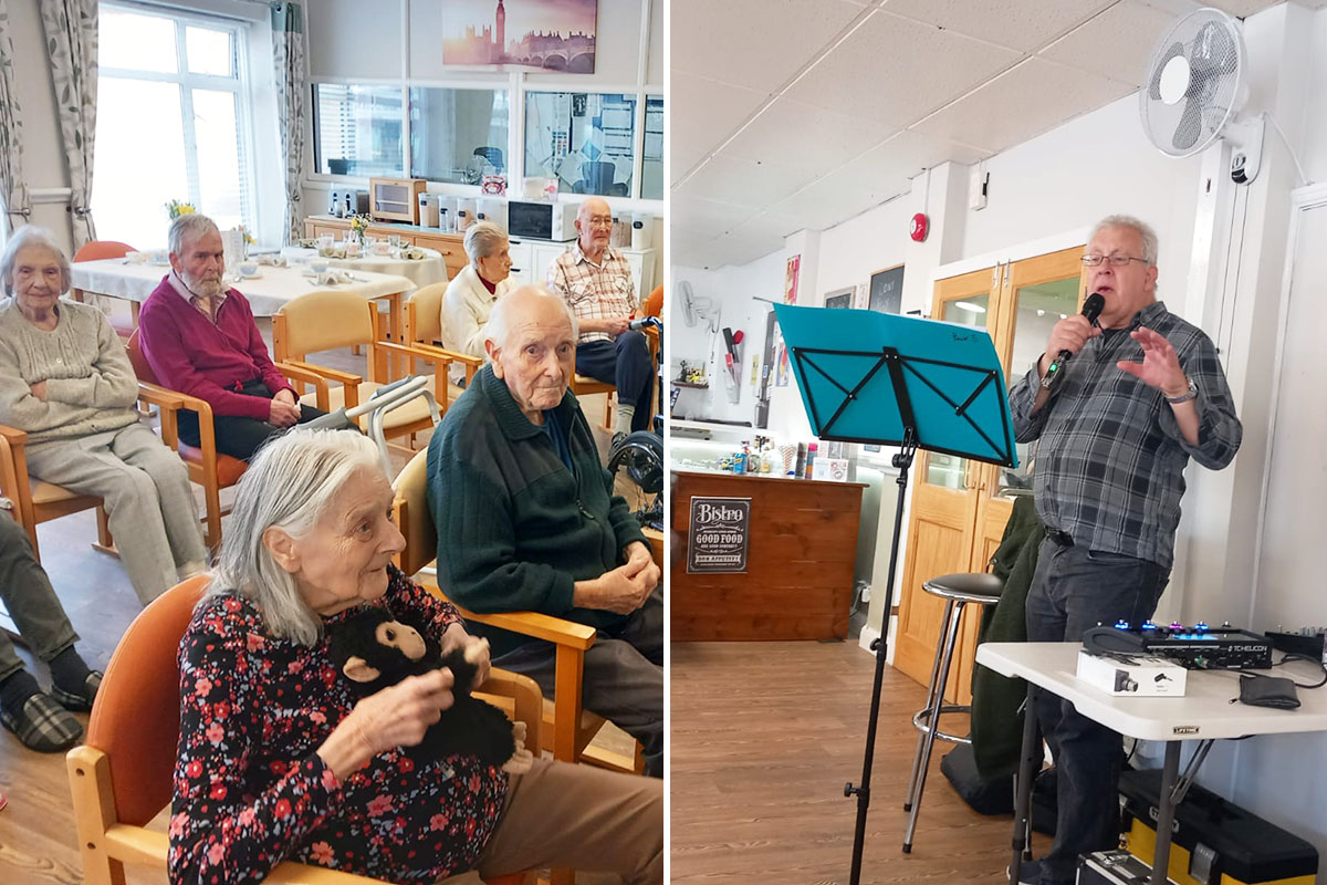 Residents enjoying Geoff Dean at St Winifreds Care Home