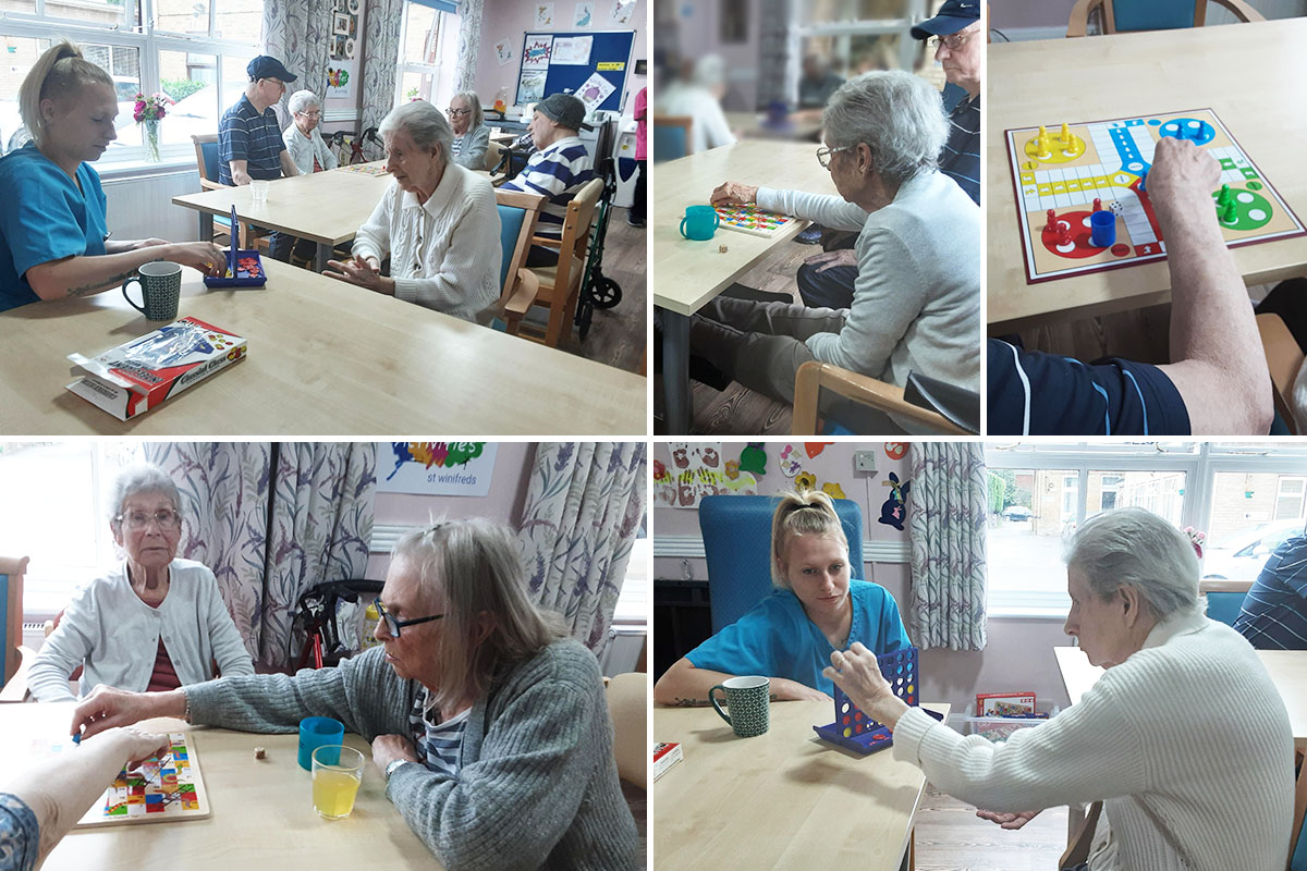 Enjoying new board games at St Winifreds Care Home