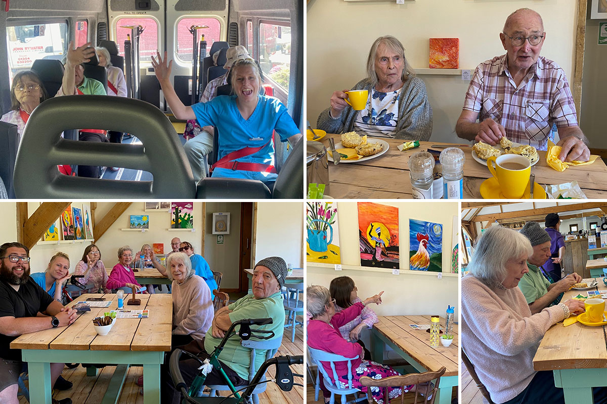 St Winifreds Care Home residents enjoying a cafe outing