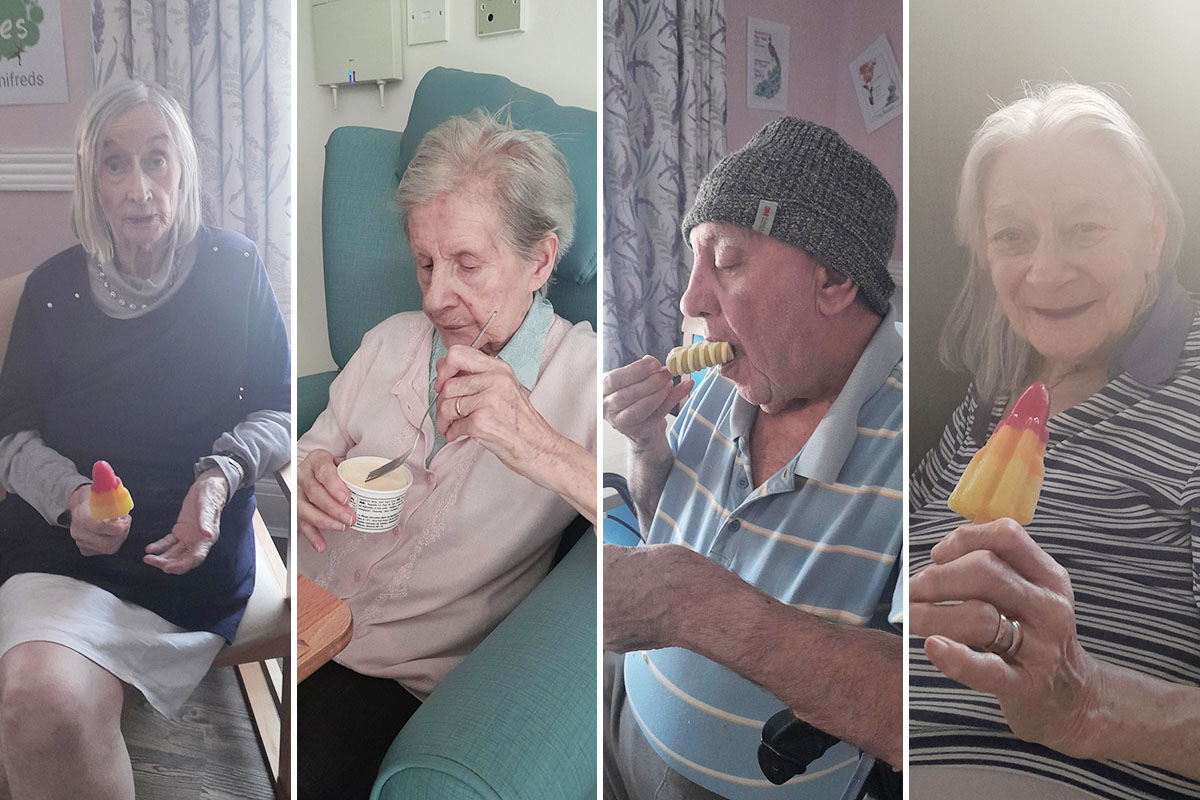 Keeping cool with ice lollies at St Winifreds Care Home