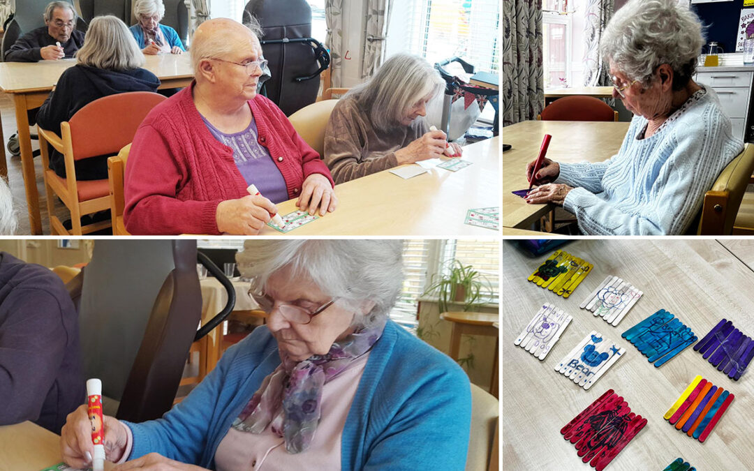 Making puzzles and enjoying bingo at St Winifreds Care Home