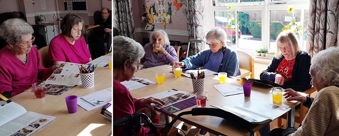 Reading the Nellsar News at St Winifreds Care Home