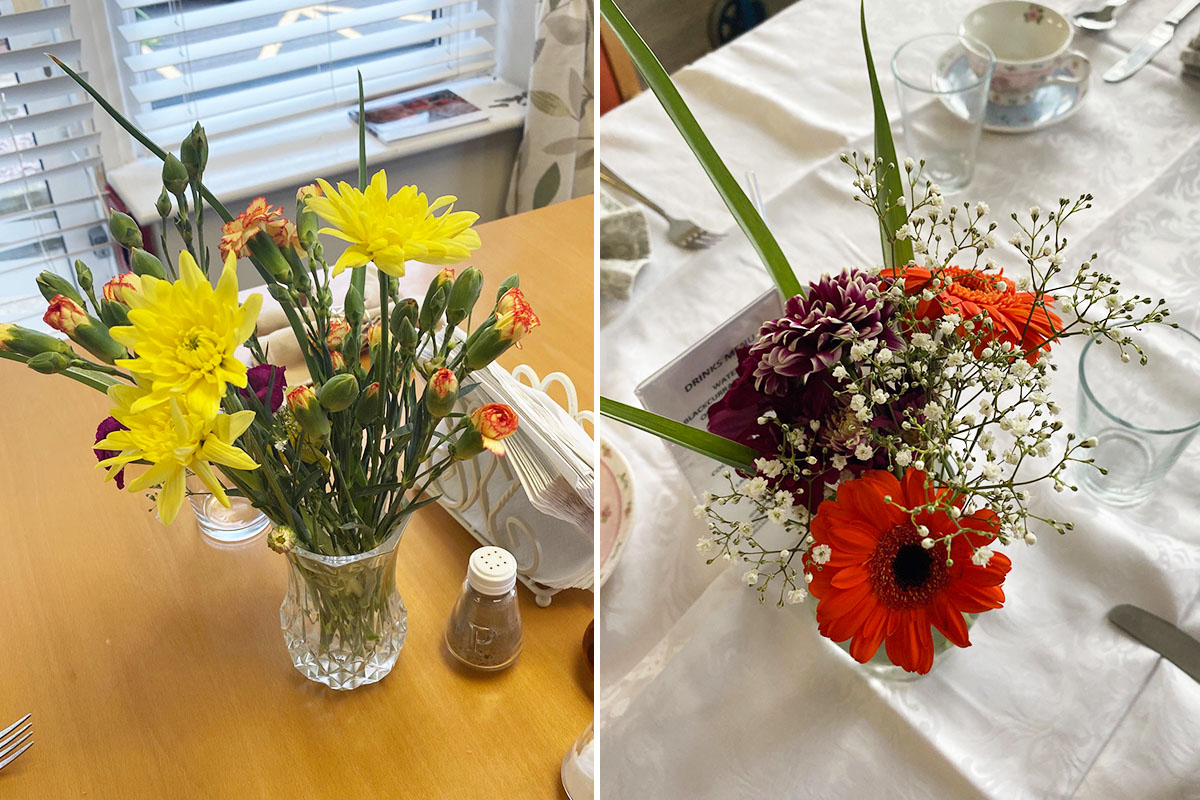 St Winifreds Care Home residents flower arranging